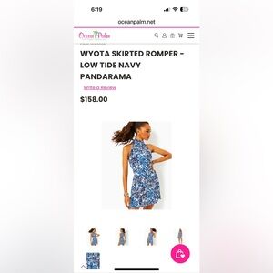 Lilly Pulitzer WYOTA SKIRTED ROMPER - LOW TIDE NAVY PANDARAMA size XS NWT